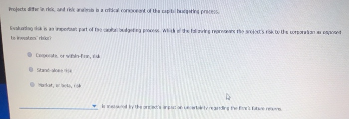  Projects differ in risk, and risk analysis is a critical component