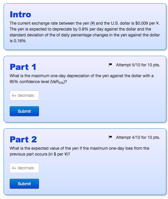 Problem 8: Intro The current exchange rate between the yen M and
