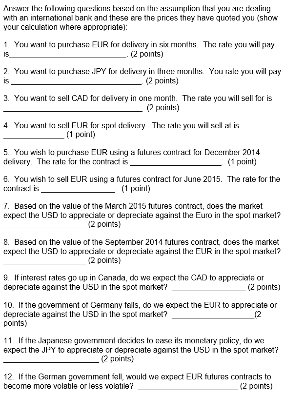 by a major international bank (in figure below). Answer the following questions