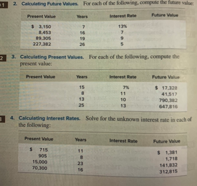 Questions 2, 3, and 4 1 2. Calculating Future Values. For
