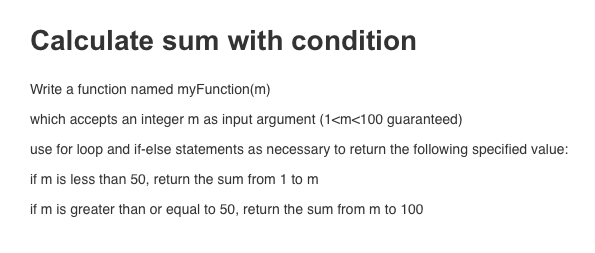  MATLAB Calculate sum with condition Write a function named myFunction(m) which