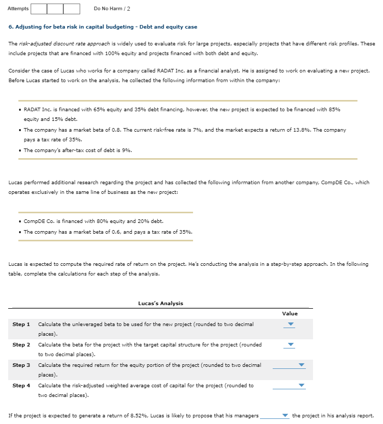 Attempts Do No Harm/2 6. Adjusting for beta risk in capital