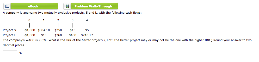 intermediate calculations. Round your answer to the nearest cent. $ roject L