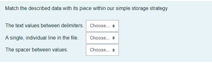 Java related questions 1. 2. 3. 4. Match the described data with