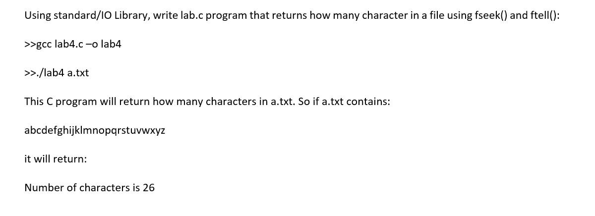 It has to be done as a c program. Thank you.