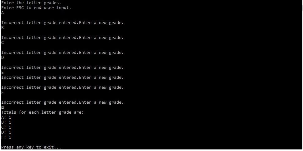  Make a C program that works just like the sample Lettergrades.exe.