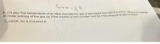  CVm=12R C.y=3/2R, R=8,314Jimolik 