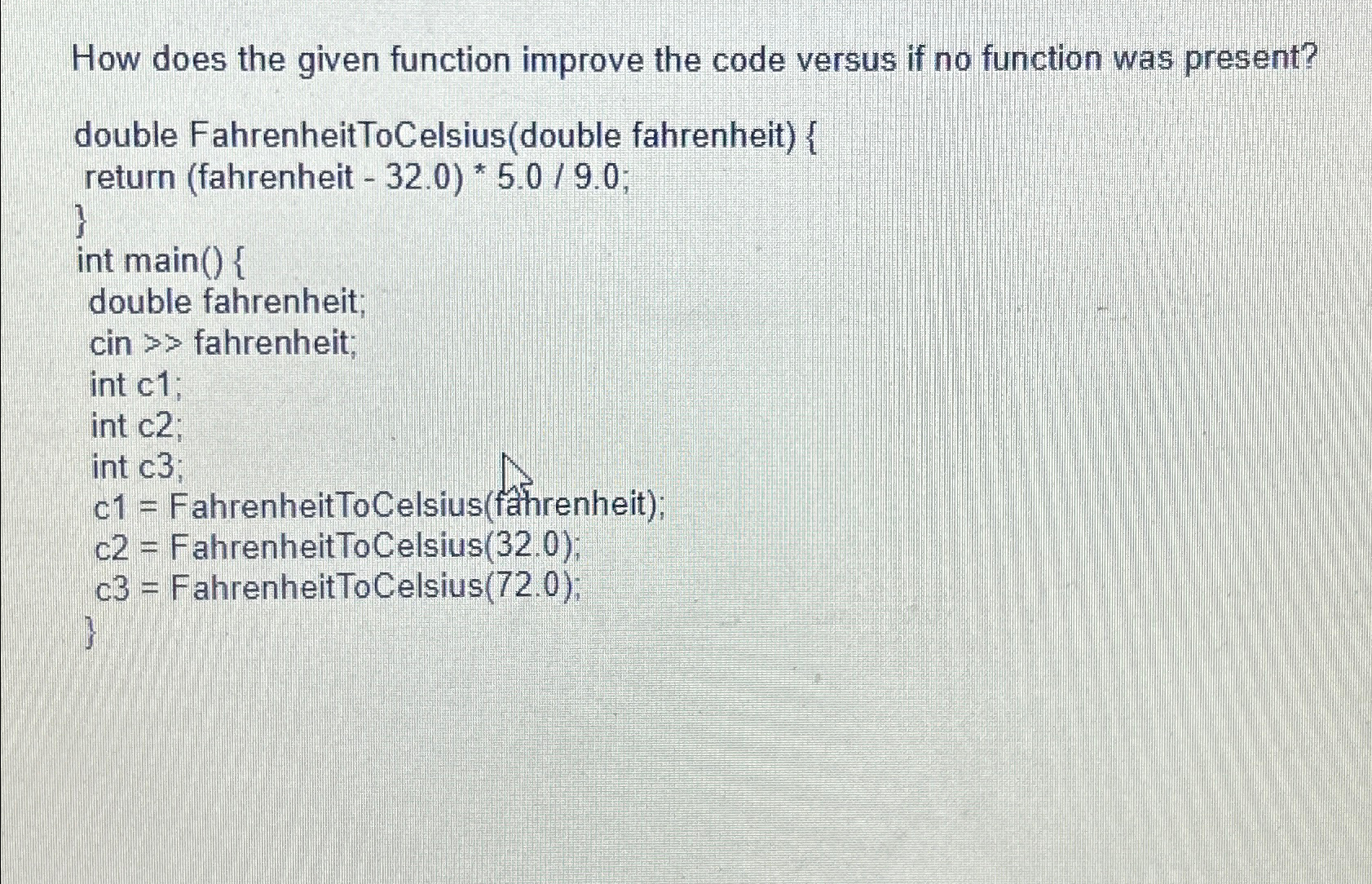  How does the given function improve the code versus if no