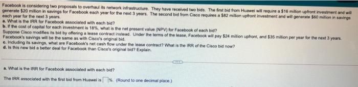  Facebook is considering two proposals to overhaul its network infrastructure. They