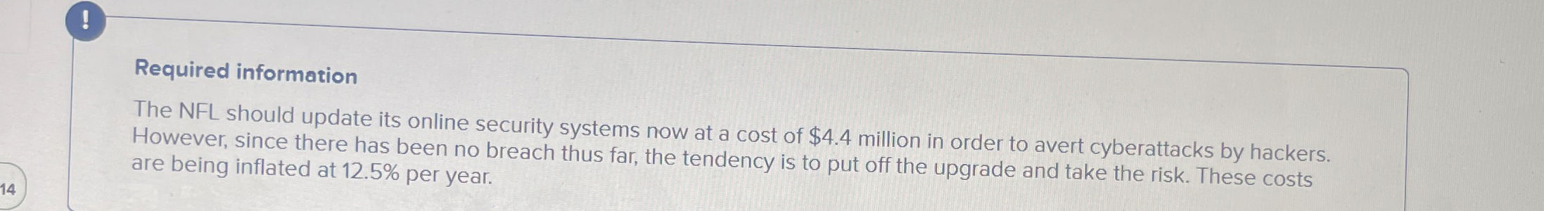  Required information The NFL should update its online security systems now