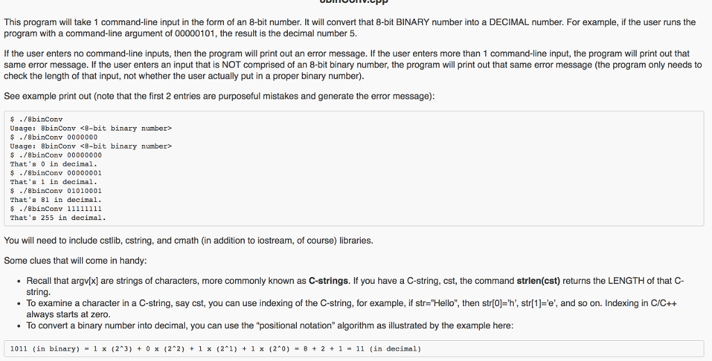 This program will take 1 command-line input in the form of an