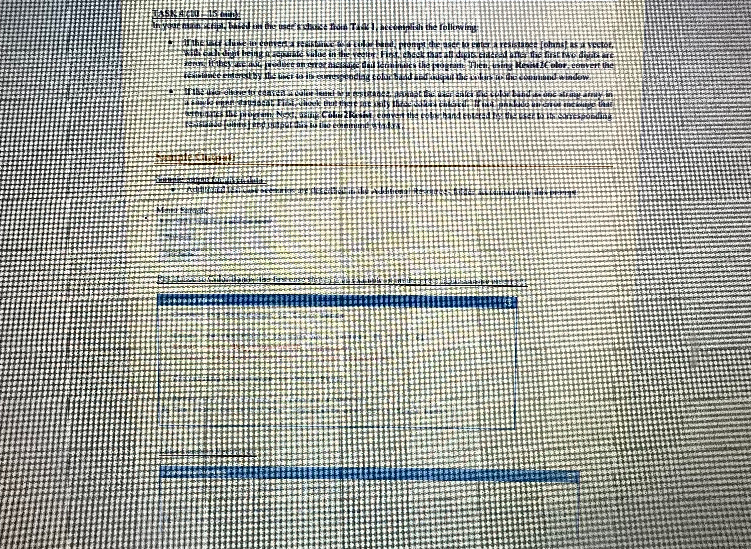  Need help with task 4 of matlab. Do not hardcode. 