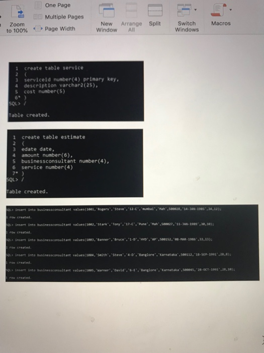 query your database tables. You will be turning in the results of