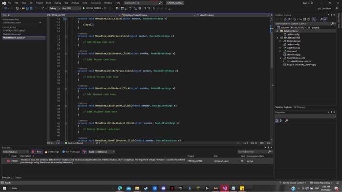 the person's details, add a studen, edit the student's details, delete the