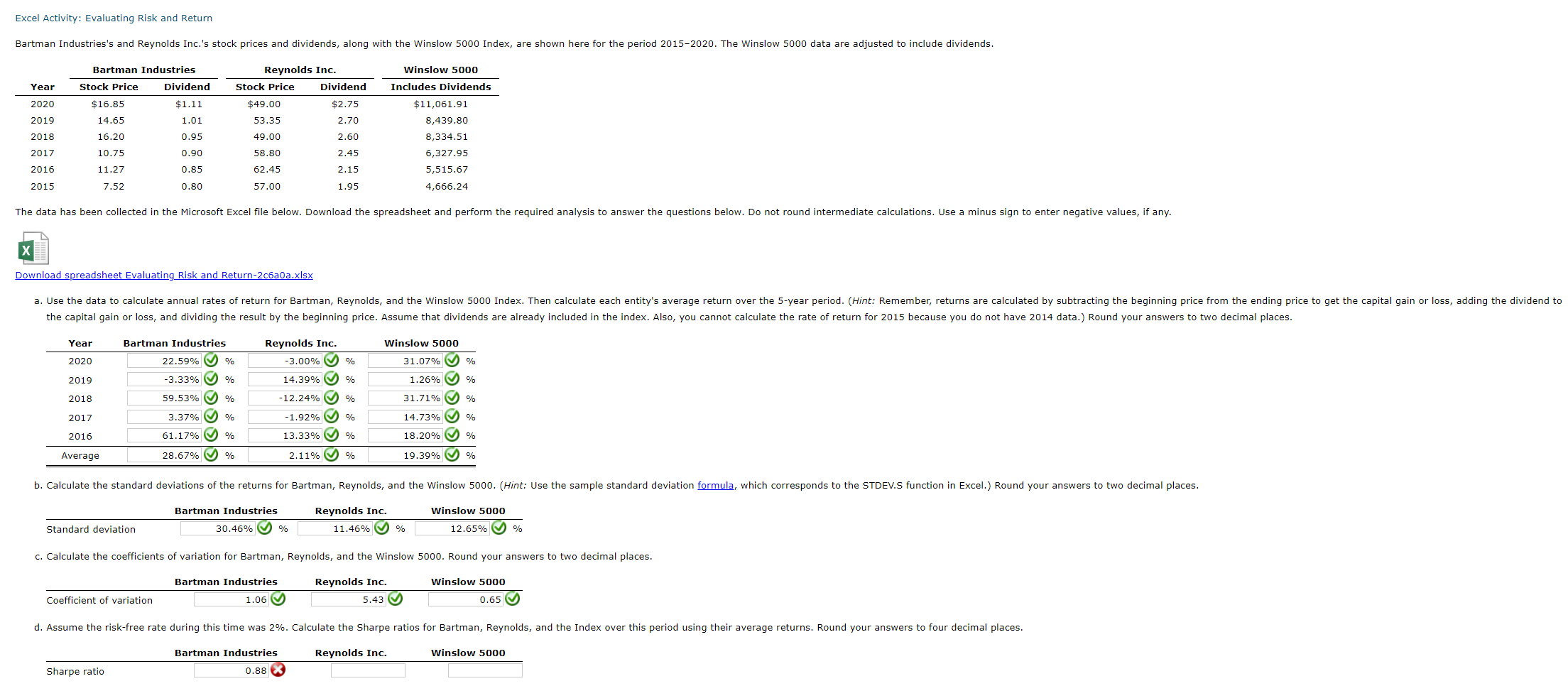  \( \frac{\text { Bartman Industries }}{\hline 30.46 \% @ \%} \)