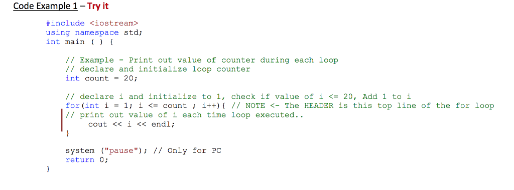 Create separate flow charts for each example. In C++ Code Example 1-