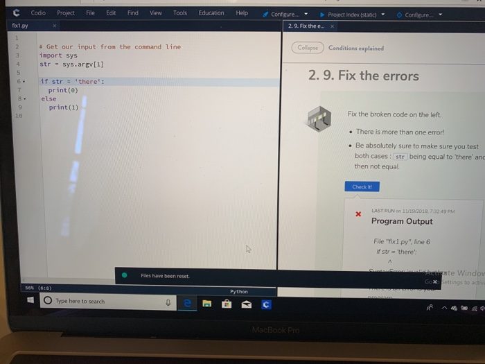  Fix the broken code on the left - need to test
