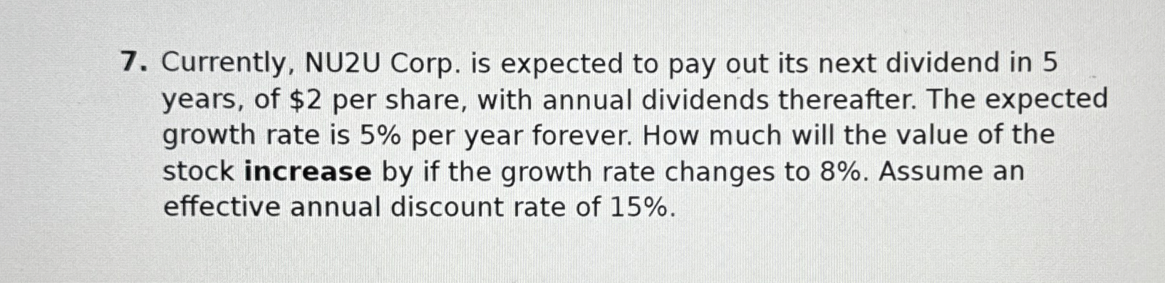  How to solve Currently, NU2U Corp. is expected to pay out
