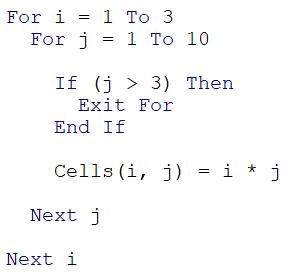 For End If Next i For i=1 To 3 For j=1 To