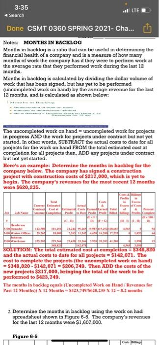 months were $1,607,000. Figure 6-5 Costs Billings & in Profits Excess Total