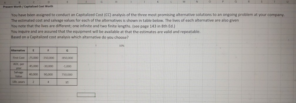  SOLVE USING EXCEL FORMULAS PLEASE pg A B C D Present