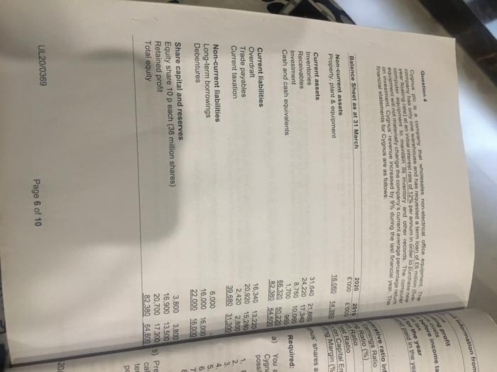  please answer ASAP information from proti Question foro income ta Cygnus