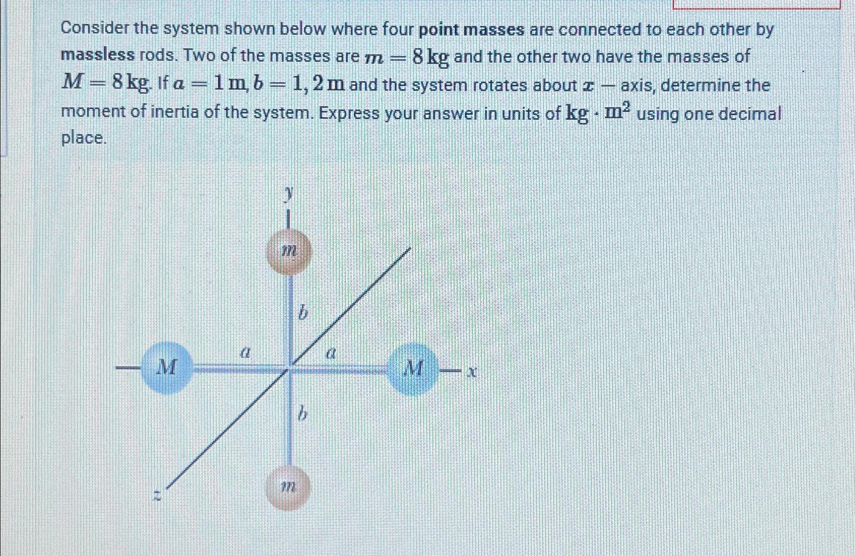  Consider the system shown below where four point masses are connected