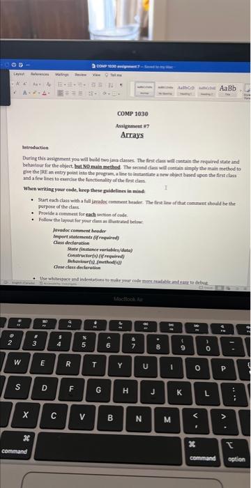  Intreduction Deting this assigement you will baild two java dasses. The