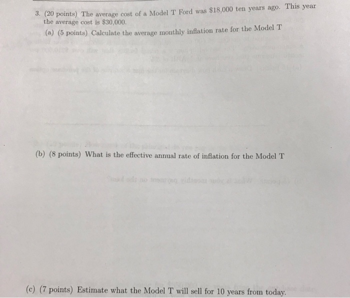  Please help and show steps clearly 3. (20 points) The average