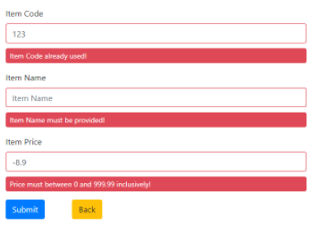 to implements the setup, repository, view, controller and entity for items Create,