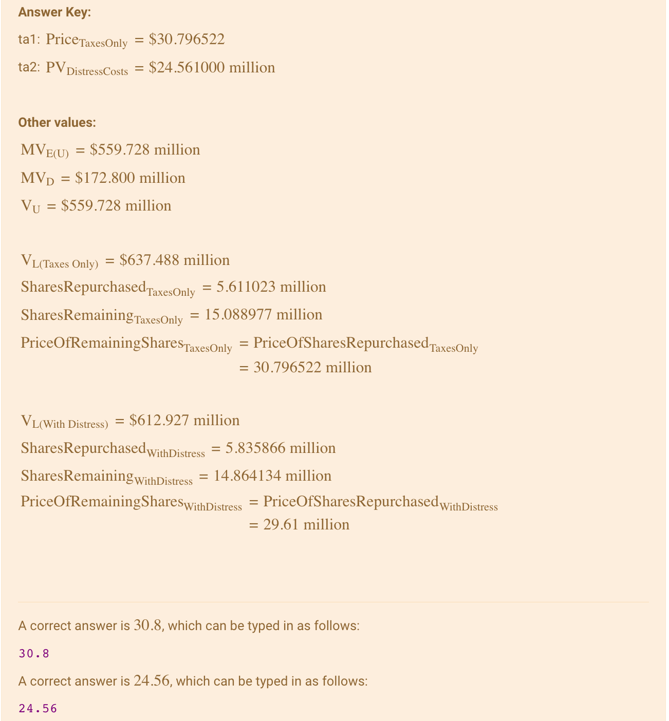 SURE YOU USE THE VALUES FOR THIS QUESTION IN THE ABOVE WORKING,
