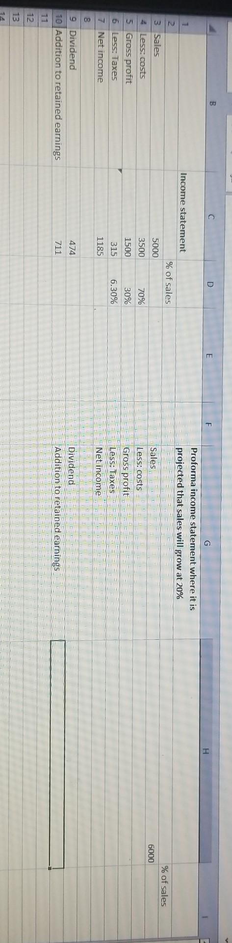 following 2018. Make a pro-forma balance sheet, for the year 2019, following