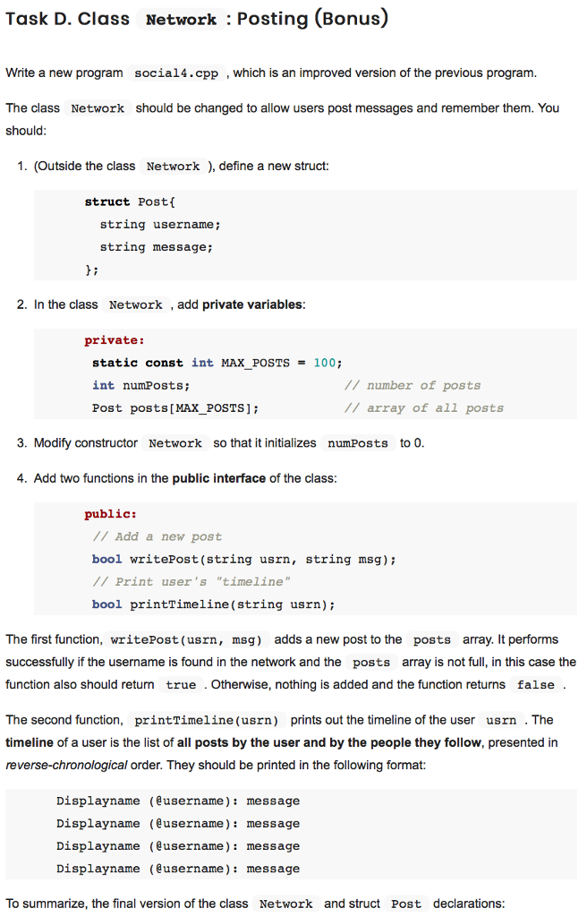 Write a C++ program following the instructions below (previous program is after