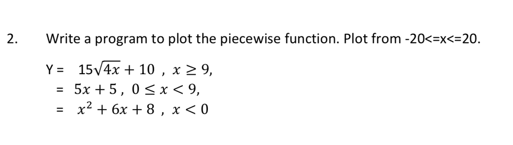 DO THIS IN EXCEL ONLY PLEASE. 2. write a program to plot