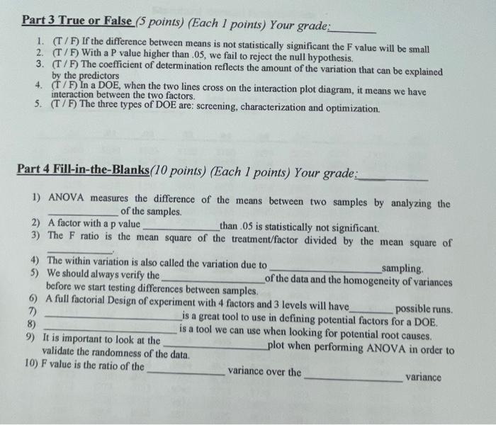 asap thanks 1. ( T/F) If the difference between means is not