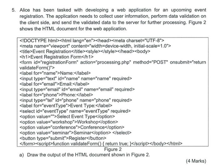 subject : internet programming Alice has been tasked with developing a web