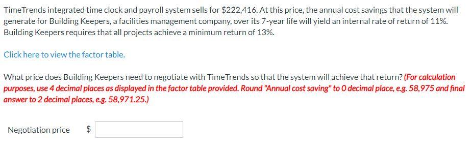 Time Trends integrated time clock and payroll system sells for $222,416.