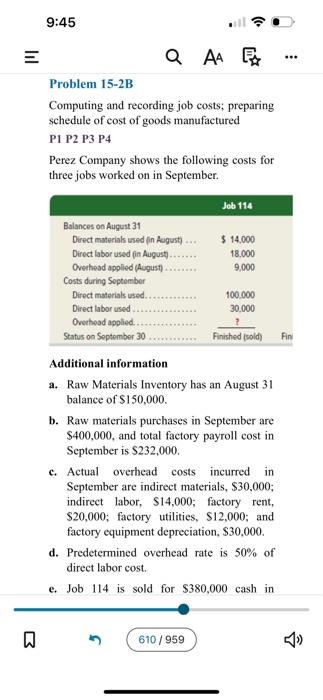 please help with steps 3-6. thank you. Computing and recording job costs;