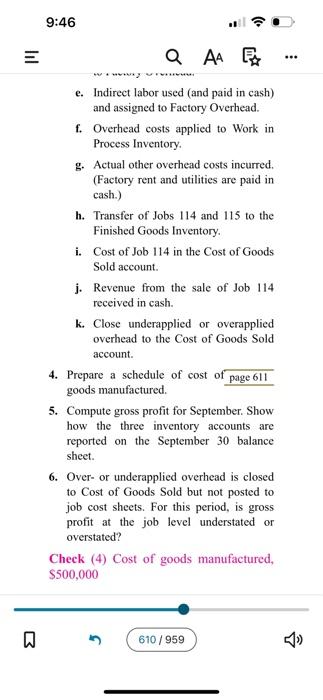 Company shows the following costs for three jobs worked on in September.