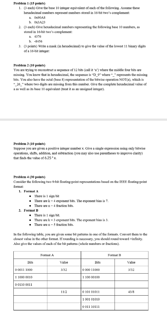 URGENT PLEASE PLEASE HELP Problem 1 (15 points) 1. (3 each) Give