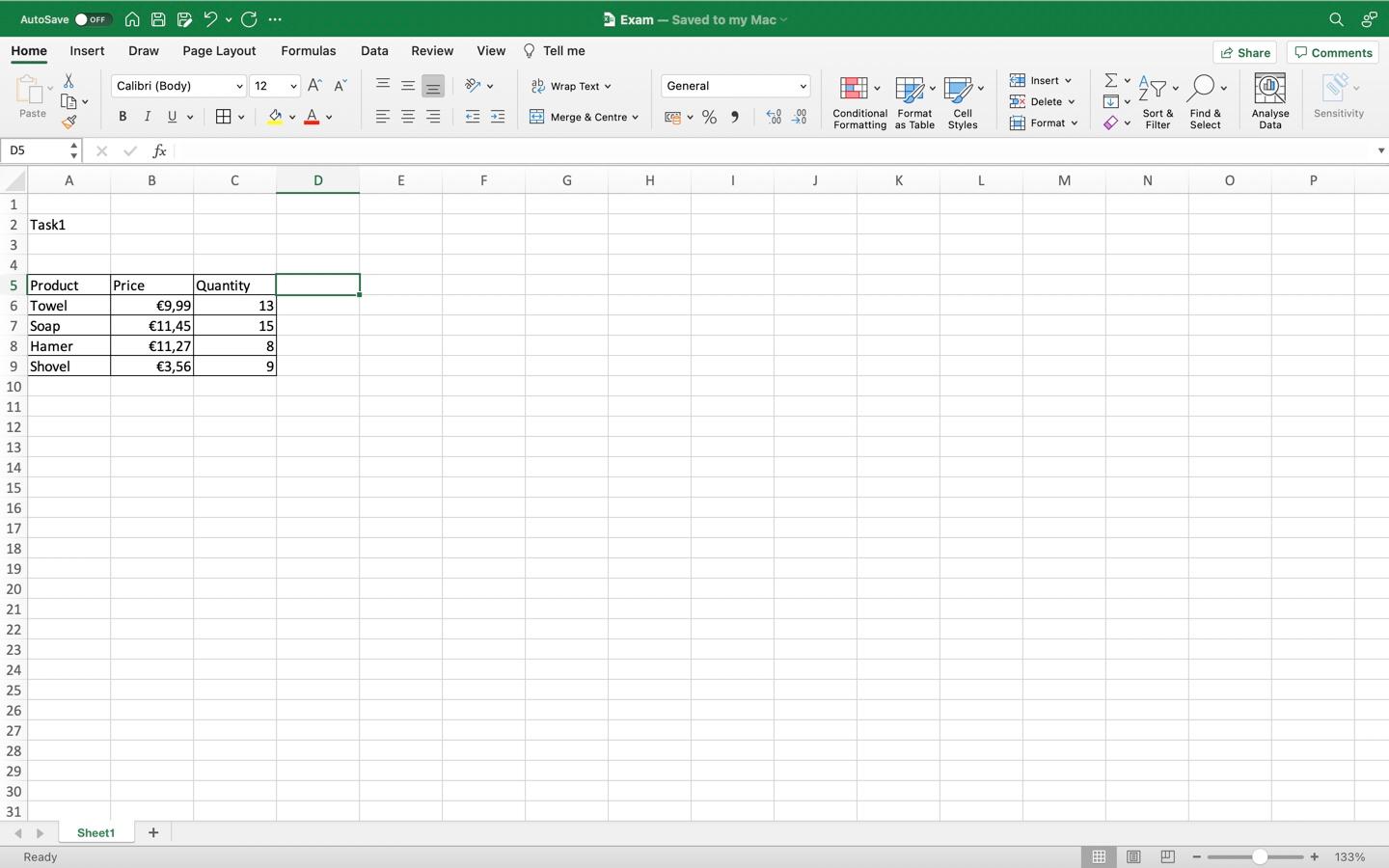Create one formula (do not create additional columns), that will calculate the