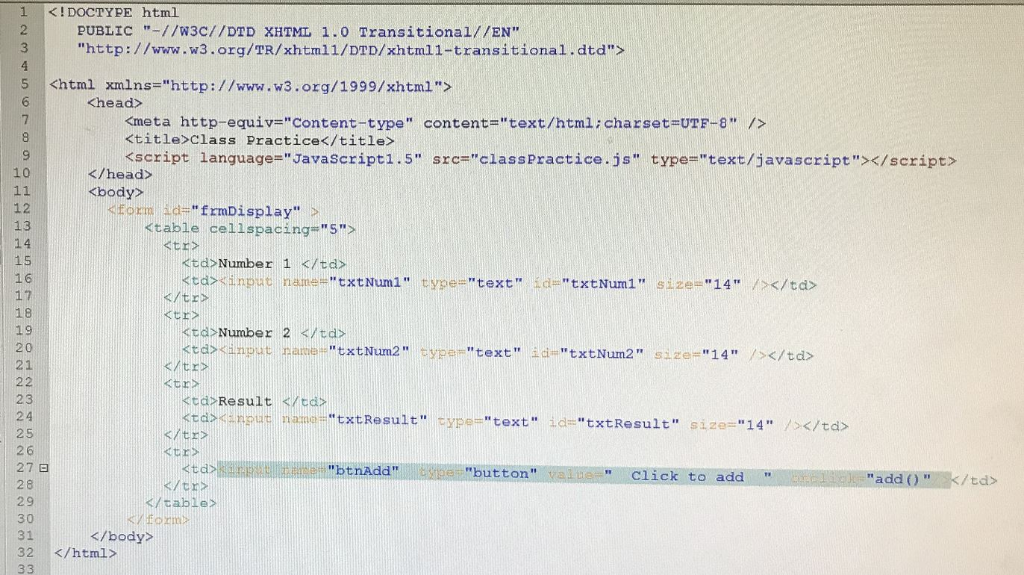 an HTML file and an external JavaScript file D Add your name