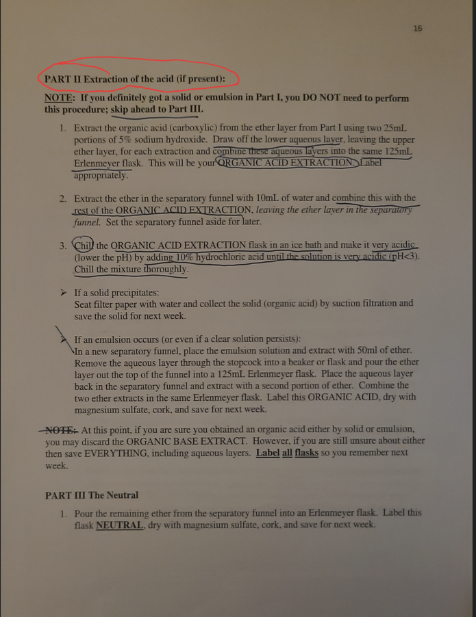 of the experiment, a mixture is containing either an acidic or basic