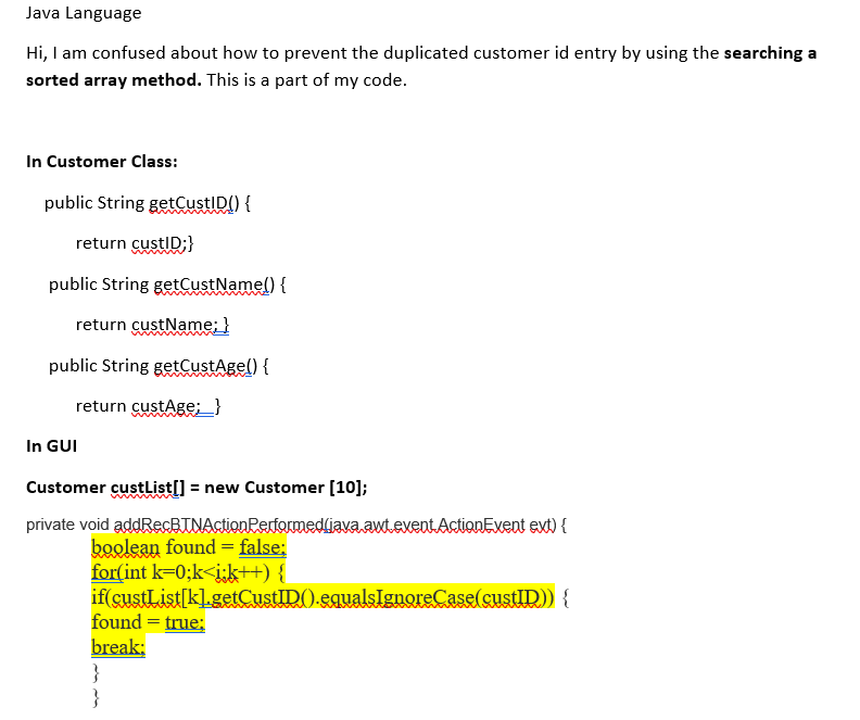  PLEASE ENSURE THE CODE YOU TYPE CAN RUN.. Java Language Hi,