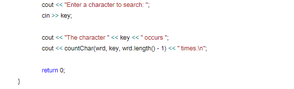 &s, char key, int n); int main() { string wrd; char key;