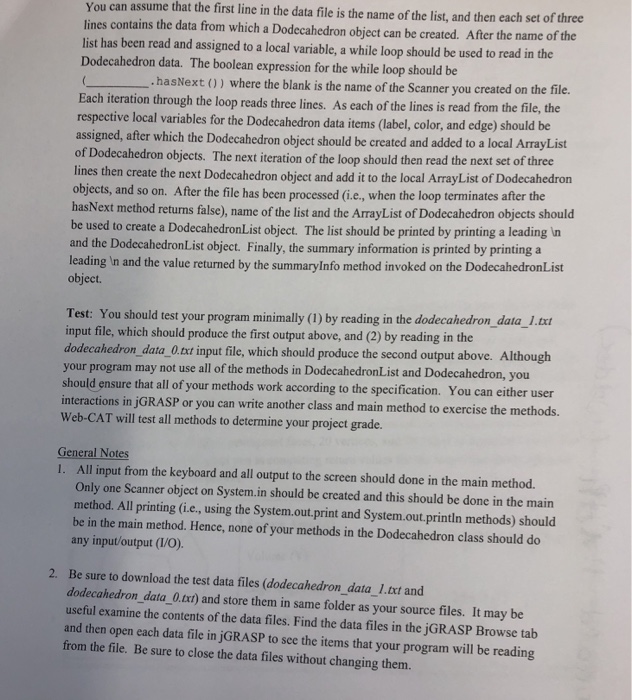 of the list, number o Dodecahedro n objects in the DodecahedronList, total