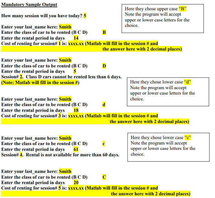 times to show results that duplicate the sample output shown below. The