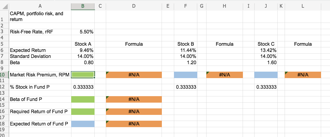 following information for three stocks, Stocks A, B, and C. The returns