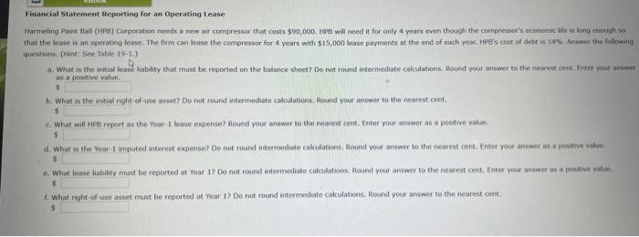  Financial statement Iteporting for an Operating L ease guestans: (Mrnc: See