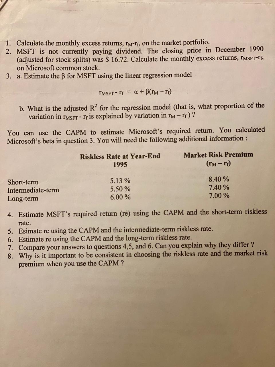 APPLICATION ESTIMATING MICROSOFTS REQUIRED RETURN Microsoft Corporation (stock symbol MSFT) is one